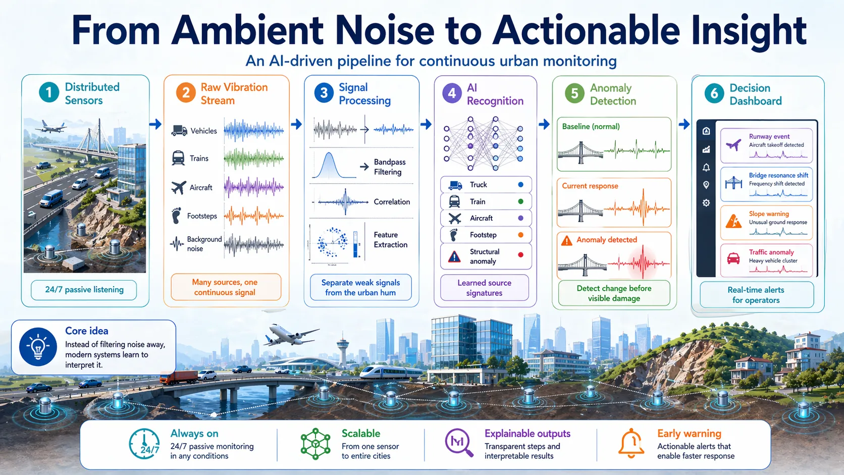 AI-driven monitoring pipeline infographic